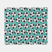 Aquamarines Soccer-Ball-Muster Fleecedecke (Vorderseite (Horizontal))