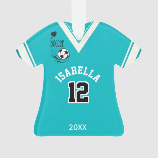 Aquamarines Soccer-Shirt Ornament (Rückseite)
