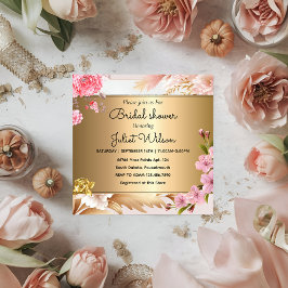 Aquamarines Soiree Shine Gold Damask Brautparty Einladung