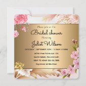 Aquamarines Soiree Shine Gold Damask Brautparty Einladung (Vorderseite)