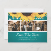 Aquamarines Sonnenblumen-Foto speichern Datumskart Save The Date (Vorderseite)