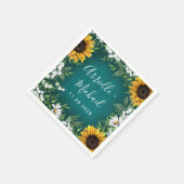 Aquamarines Sonnenblumen Land Rustikale Hochzeit N Serviette (Ecke)