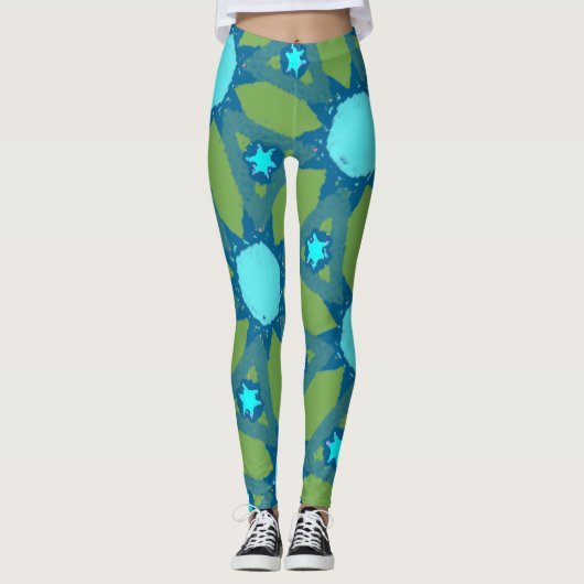 Aquamarines Sonnenscheinmuster Leggings (Vorderseite)