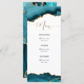 aquamarines Speisekarte mit türkisfarbenen Speisen Menükarte (Vorne/Hinten)