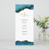 aquamarines Speisekarte mit türkisfarbenen Speisen Menükarte (Stehend Vorderseite)