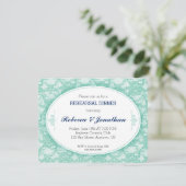 Aquamarines Spitzenfest Vintag Probe Abendessen Einladung (Stehend Vorderseite)