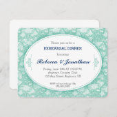 Aquamarines Spitzenfest Vintag Probe Abendessen Einladung (Vorne/Hinten)