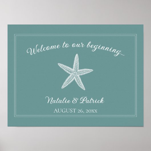 Aquamarines Starfish Hochzeitstipendium Poster (Vorne)