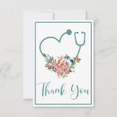 Aquamarines Stethoskop Herz Dankeskarte (Vorderseite)