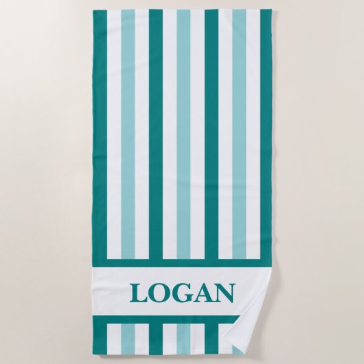 Aquamarines Strandtuch mit Individuelle Name (Vorderseite)