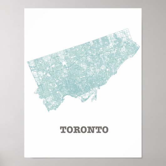 Aquamarines Straßennetz Karte von Toronto Poster (Vorne)