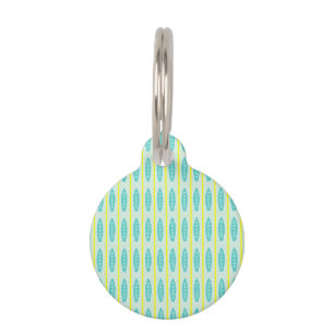 Aquamarines Surfbrett-Muster Haustiermarke