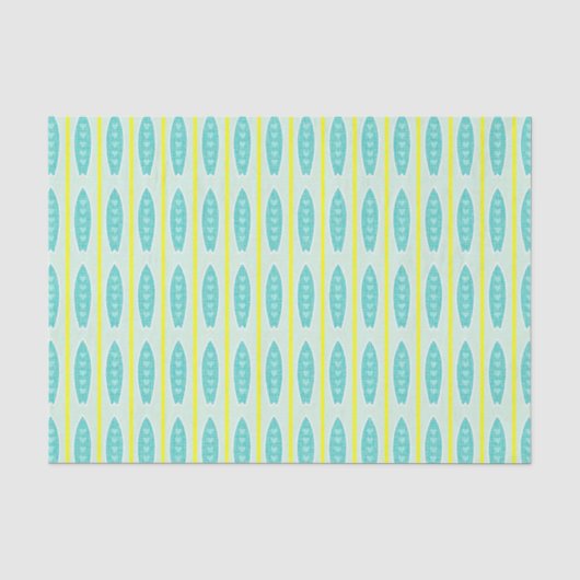 Aquamarines Surfbrett-Muster Seidenpapier (Vorderseite)