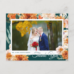 Aquamarines Terracotta Floral Wedding Foto Vielen  Postkarte