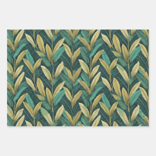 Aquamarines Ti-Blätter-Umschlagpapier Geschenkpapier Set (Vorderseite)