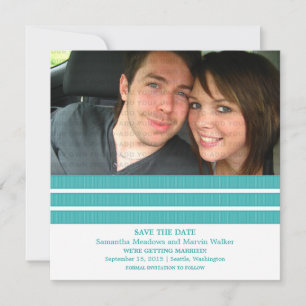 Aquamarines Triple Stripe Foto Save the Date einla Einladung