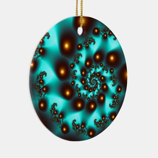 Aquamarines Trippy Abstrakt Fine Art Fraktal Keramikornament (Rechts)