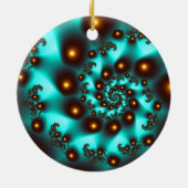 Aquamarines Trippy Abstrakt Fine Art Fraktal Keramikornament (Hinten)