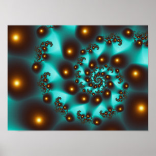 Aquamarines Trippy Abstrakt Fine Art Fraktal Poster