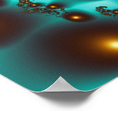 Aquamarines Trippy Abstrakt Fine Art Fraktal Poster (Ecke)