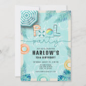 Aquamarines Tropical Summer Fun Pool Party Geburts Einladung (Vorderseite)