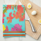 Aquamarines tropisches Floral, orange, gelb mit Tr Geschirrtuch (Viertel Falte)