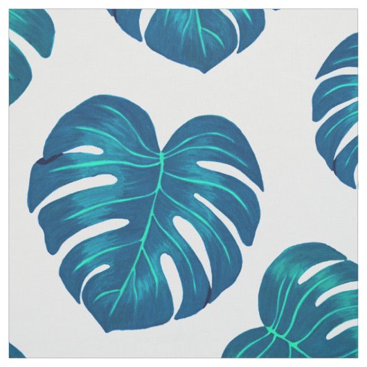 Aquamarines tropisches Monstera-Blätter-Muster Stoff (Muster)