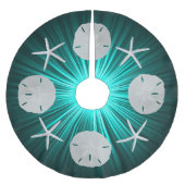 Aquamarines tropisches Weihnachtssandpuppen Treppe Polyester Weihnachtsbaumdecke (Vorderseite)