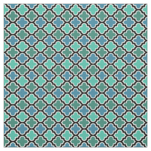 Aquamarines Türkisblau-marokkanisches Quatrefolie Stoff