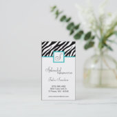 Aquamarines Türkisches Zebra Print Personalisieren Visitenkarte (Stehend Vorderseite)