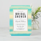 Aquamarines türkisfarbenes Beach Gold Brautparty E Einladung (Stehend Vorderseite)