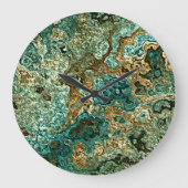 Aquamarines türkisfarbenes goldbraunes Mineralienm Große Wanduhr (Vorderseite)