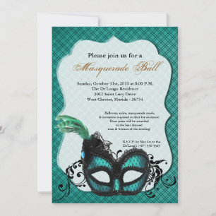 Aquamarines Turquo Masquerade Maskenball Halloween Einladung