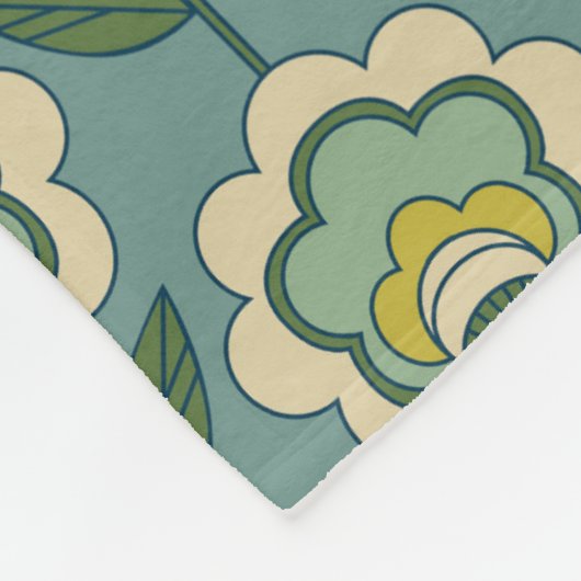Aquamarines u. gelbes Blumenmuster Fleecedecke (Ecke)