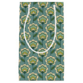 Aquamarines u. gelbes Blumenmuster Kleine Geschenktüte (Vorderseite)