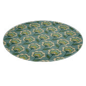 Aquamarines u. gelbes Blumenmuster Schneidebrett (Ecke)