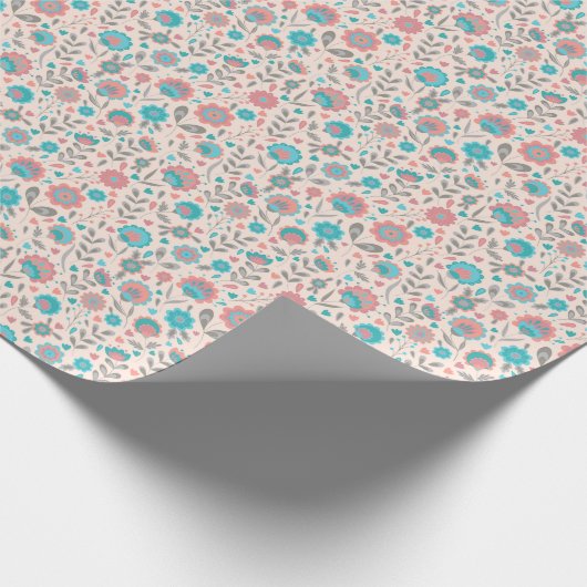 Aquamarines u. korallenrotes geschenkpapier (Ecke)