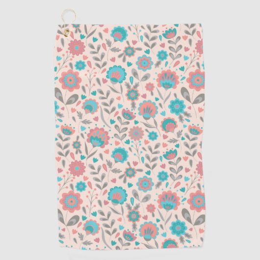 Aquamarines u. korallenrotes golfhandtuch (Vorderseite)