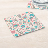 Aquamarines u. korallenrotes rechteckiger pappuntersetzer (angewinkelt)