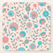 Aquamarines u. korallenrotes rechteckiger pappuntersetzer (Vorderseite)