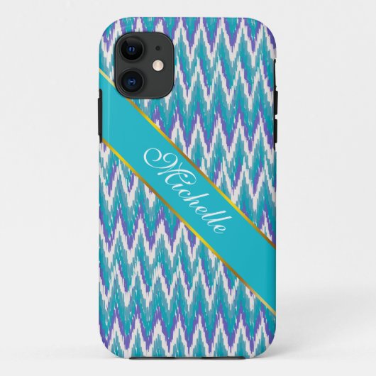 Aquamarines und Amethyst iKat ZigZag-Muster Case-Mate iPhone Hülle (Rückseite)