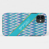 Aquamarines und Amethyst iKat ZigZag-Muster Case-Mate iPhone Hülle (Rückseite (Horizontal))