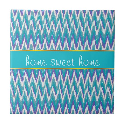 Aquamarines und Amethyst iKat ZigZag-Muster Fliese (Vorderseite)