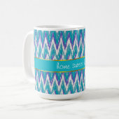 Aquamarines und Amethyst iKat ZigZag-Muster Kaffeetasse (Vorderseite Links)