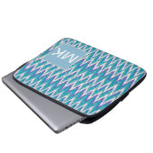 Aquamarines und Amethyst iKat ZigZag-Muster Laptopschutzhülle (Vorne Knopf)