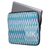 Aquamarines und Amethyst iKat ZigZag-Muster Laptopschutzhülle (Vorderseite Links)