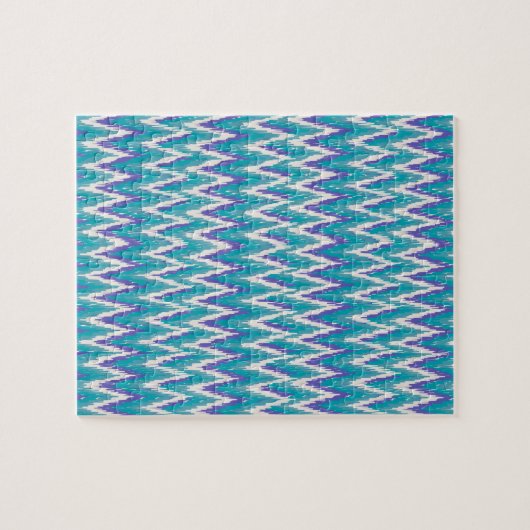 Aquamarines und Amethyst iKat ZigZag-Muster Puzzle (Horizontal)