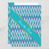 Aquamarines und Amethyst iKat ZigZag-Muster Save The Date (Vorne/Hinten)