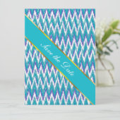 Aquamarines und Amethyst iKat ZigZag-Muster Save The Date (Stehend Vorderseite)
