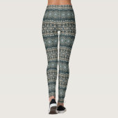 Aquamarines und beige Mandala-Muster Leggings (Rückseite)
